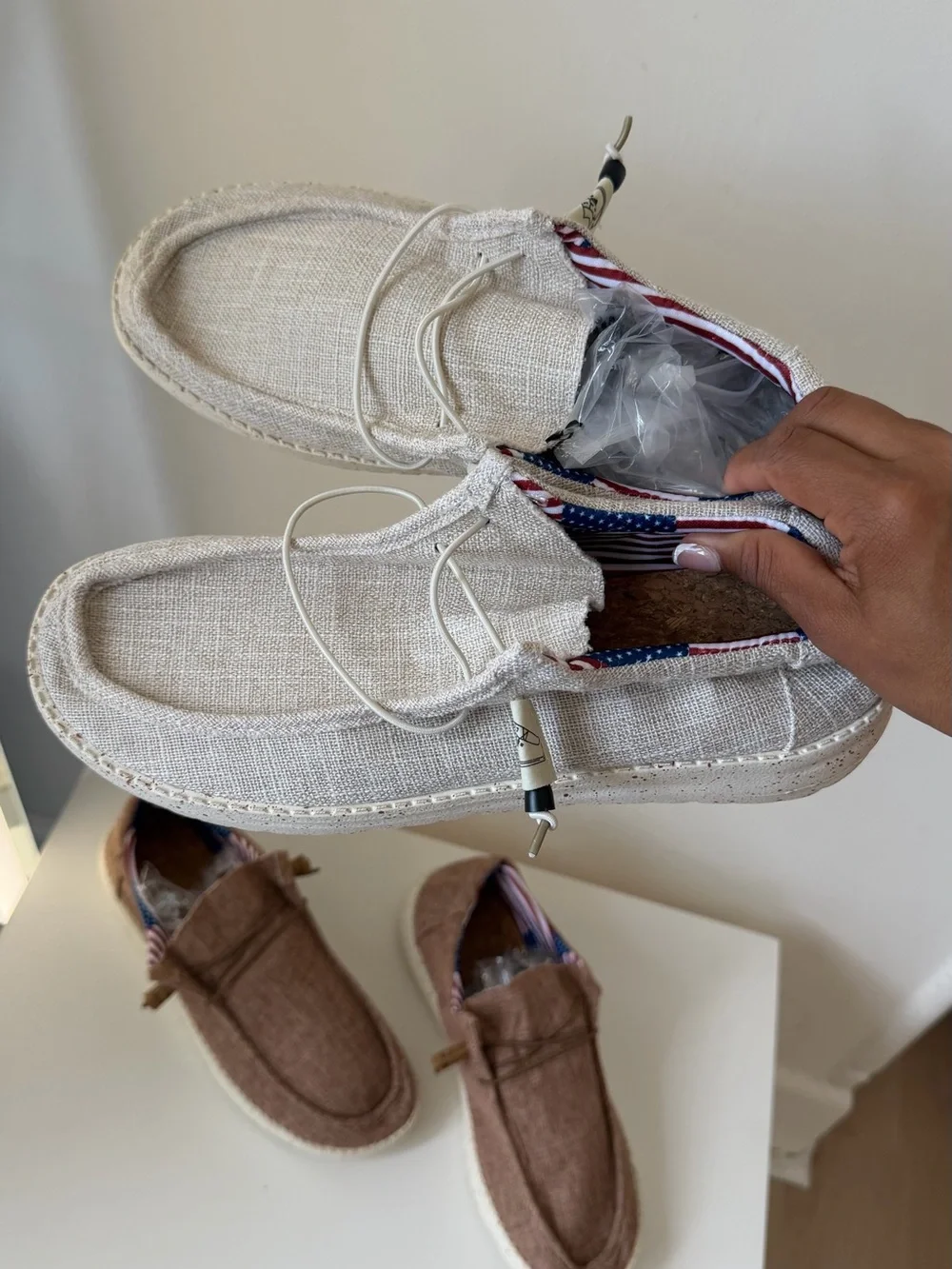 Casual Linen Slip-On Men’s Shoes in Brown and Beige